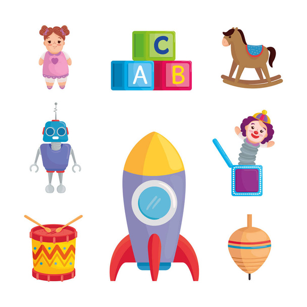 conjunto de iconos de juguetes lindos niños - Vector, Imagen