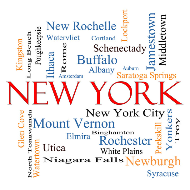 New York State Word Cloud-Konzept - Foto, Bild