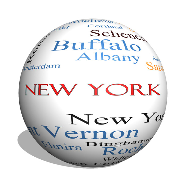 New York-i állami 3d gömb szó felhő fogalmát - Fotó, kép