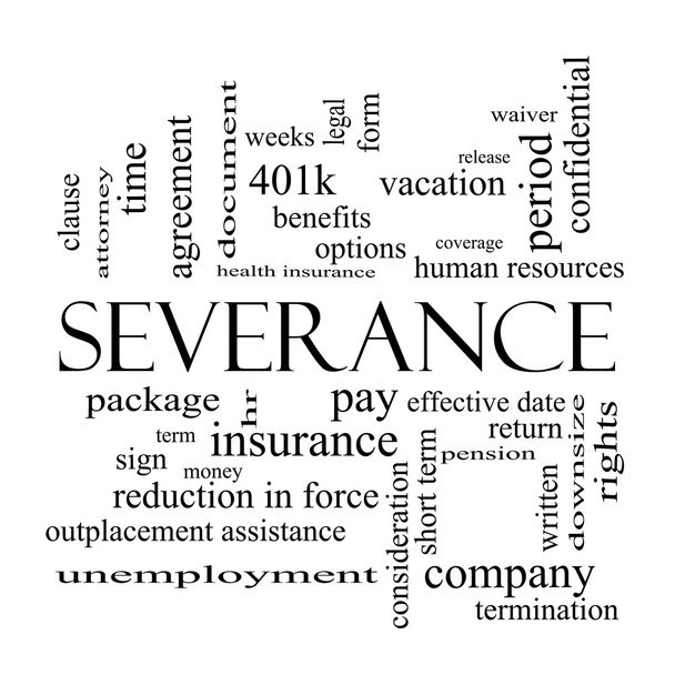 Severance Word Cloud Concept в чорно-білому
 - Фото, зображення