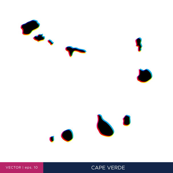 Cape Verde haritası sınır vektör tasarım şablonu üzerinde çok renkli - Vektör, Görsel