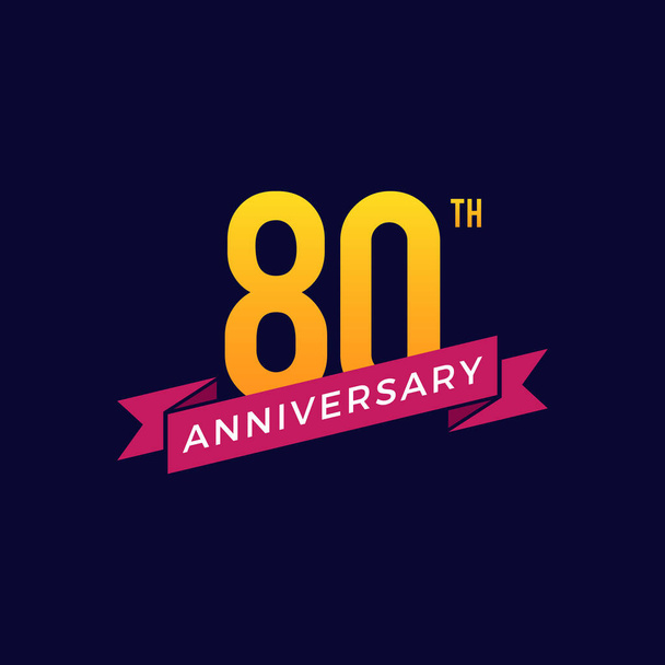80 jaar jubileum viering icoon vector logo ontwerp sjabloon - Vector, afbeelding