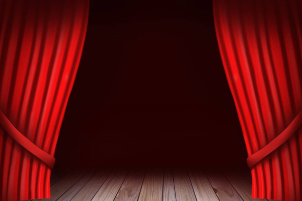 Red Curtain Reveal, Theatre Stage - Фото, зображення