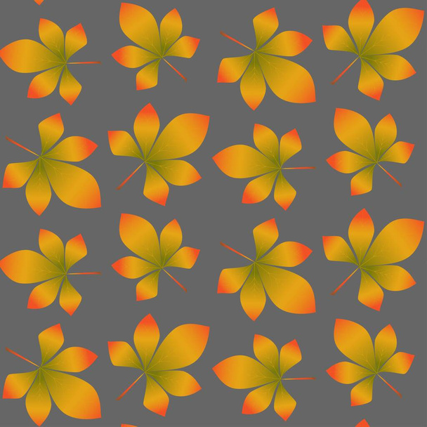 Herfst patroon van kleurrijke kastanjebladeren. Ontwerp van verpakkingen, textiel, dozen. Naadloze kleurrijke herfst bladeren achtergrond patroon in Vector illustratie. Kastanje bladeren patroon in abstracte stijl - Vector, afbeelding