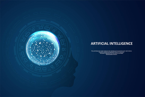 Artificial Intelligence illustration. Artificial intelligence and machine learning concept. Digital computer code. Data transfer concepts in internet. - Вектор, зображення
