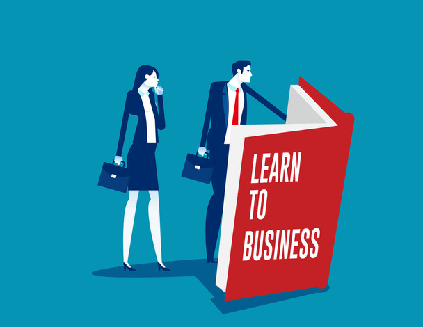 次のステップへの投資のためにビジネスを学ぶ事業者 - ベクター画像