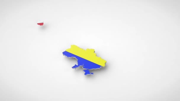 3D анимация появления карт Польши, Украины и Литвы на белом фоне. Идея создания Люблинского треугольника, нового политического союза в Центральной Европе. - Кадры, видео