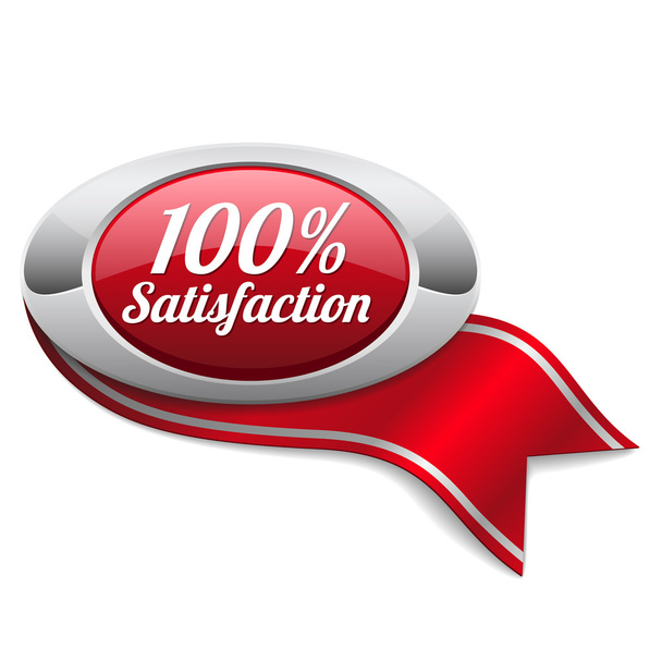 Hundred percent satisfaction button - Vector, Image