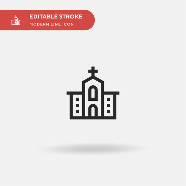 Kilise basit vektör ikonu. Web mobil UI ögesi için resimleme sembolü tasarım şablonu. Düzenlenebilir vuruşlarda mükemmel renk modern piktogram. İş projeniz için kilise simgeleri - Vektör, Görsel
