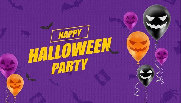 Spooky faces balloons and Halloween party announce - Вектор, зображення