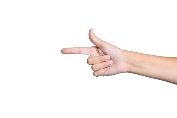 A teenager's hand isolated on a white background. Close up. - Photo, image