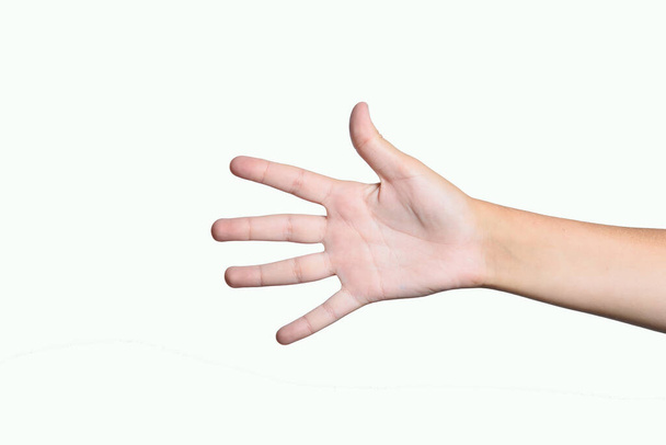 Το χέρι ενός εφήβου απομονώνεται σε λευκό φόντο. Κλείσε.. - Φωτογραφία, εικόνα