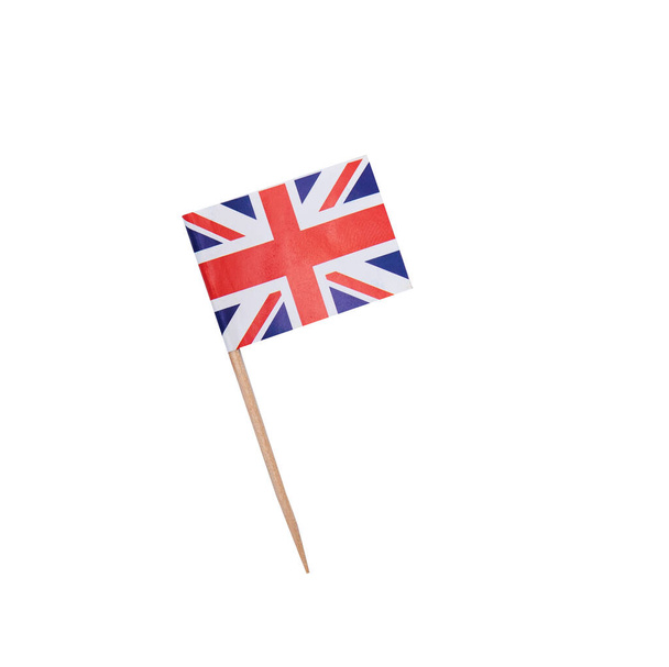 Tooth pick wit a paper flag of the United Kingdom, UK flag on a wooden toothpick - Foto, Bild