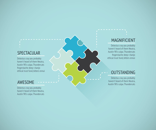Puzzle piece flat infographics business concept vector - Διάνυσμα, εικόνα