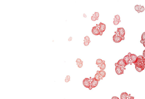 Lichtgroene, rode vector doodle achtergrond met bloemen. Doodle illustratie van bloemen in Origami stijl. Nieuw ontwerp voor uw bedrijf. - Vector, afbeelding