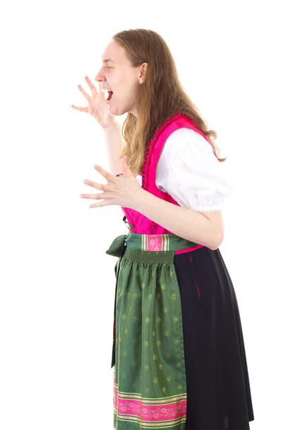 naštvaná holka v dirndlu křiku velmi hlasitě - Fotografie, Obrázek