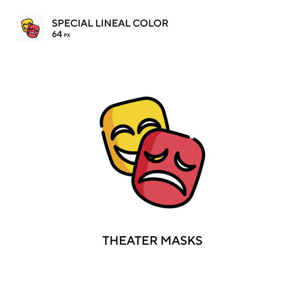 El teatro enmascara el icono del vector de color lineal soecial. Plantilla de diseño de símbolo de ilustración para elemento de interfaz de usuario móvil web. - Vector, Imagen
