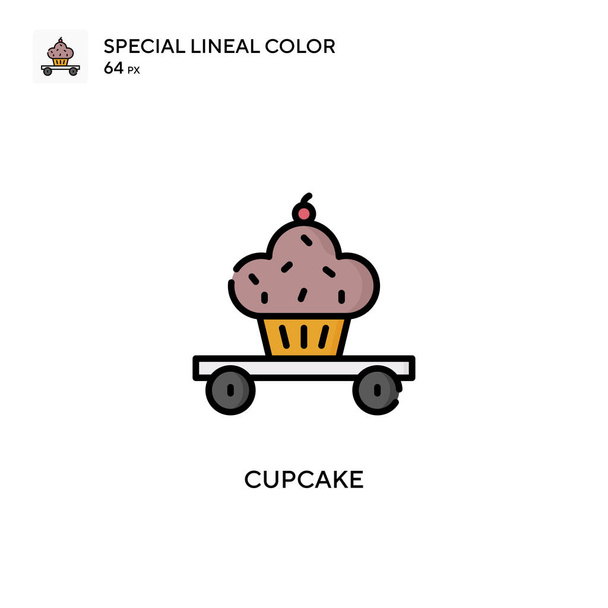 Cupcake soecial lineal couleur vecteur icône. Modèle de conception de symbole d'illustration pour l'élément d'interface utilisateur mobile Web. - Vecteur, image