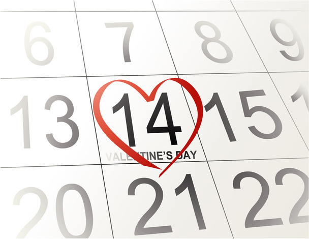 Aftelkalender voor Valentijnsdag datum - Vector, afbeelding