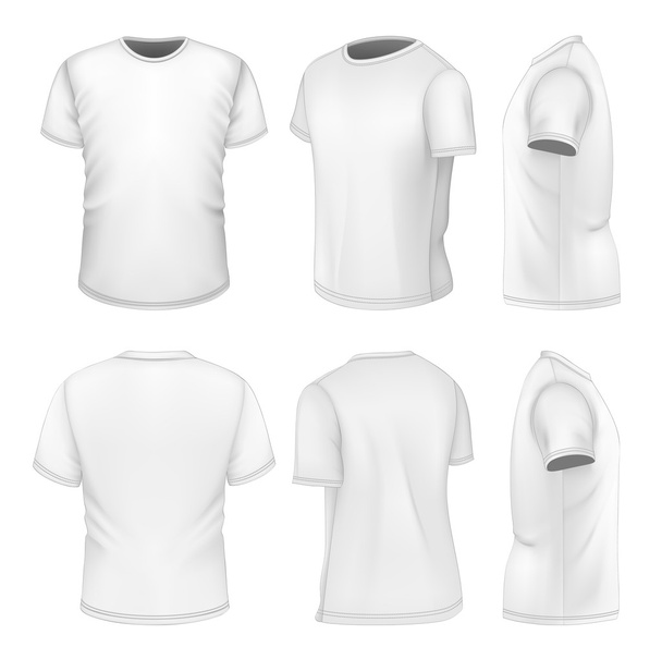 All six views men's white short sleeve t-shirt - Вектор,изображение