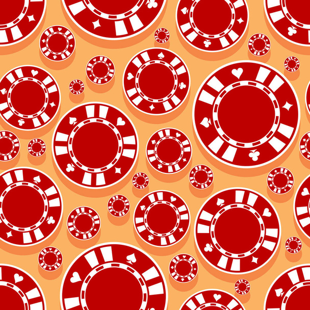Das Symbol der Casino Pokerchips ist ein nahtloses Muster. Digitale druckbare Vektorillustration. Ideal für Tapeten, Einbände, Verpackungen, Textilien, Stoffe und jedes Druckdesign. - Vektor, Bild