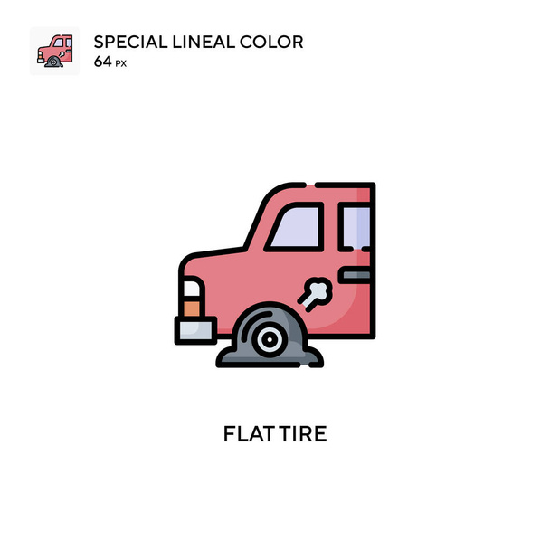 Llanta plana soecial icono de vector de color lineal. Plantilla de diseño de símbolo de ilustración para elemento de interfaz de usuario móvil web. - Vector, Imagen