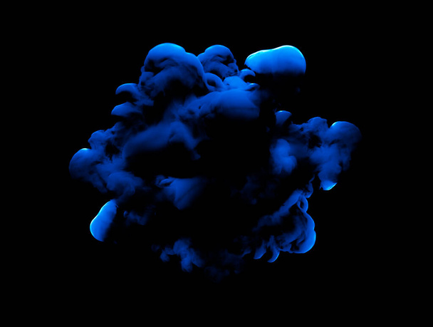 Blue smoke on a black background. 3d rendering, 3d illustration. - Fotó, kép