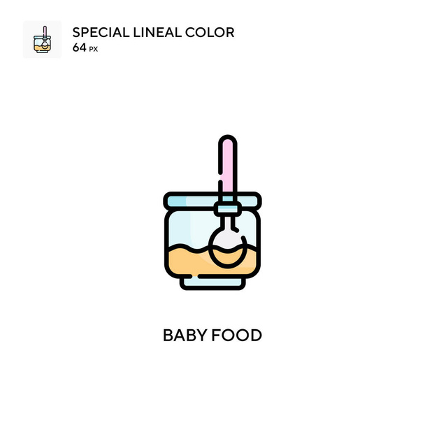 Nourriture pour bébé icône vectorielle de couleur linéaire soecial. Modèle de conception de symbole d'illustration pour l'élément d'interface utilisateur mobile Web. - Vecteur, image