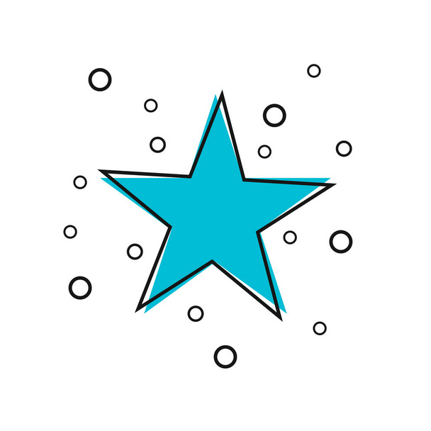 Ilustración plana con icono de estrella de línea azul sobre fondo blanco. - Vector, Imagen