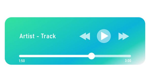 Music player vector isolated icon. Audio interfase flat bar. - Vector, afbeelding