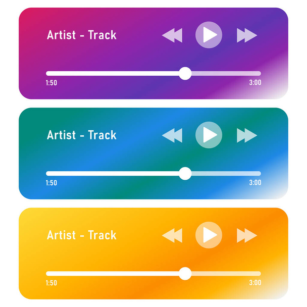 Music player bar vector set. Flat audio player interface set. - Вектор, зображення
