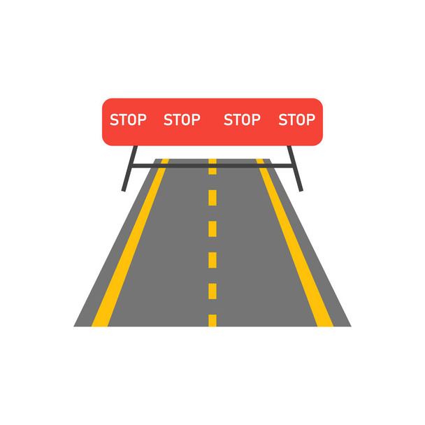 Closed borders road, vector concept flat colored icon. - Vector, Image