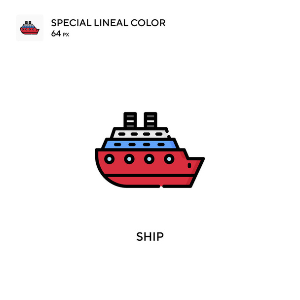 Εικονίδιο διανύσματος χρώματος σογιάλης γραμμής πλοίου. Πρότυπο σχεδίασης συμβόλων εικονογράφησης για κινητό στοιχείο UI web. - Διάνυσμα, εικόνα