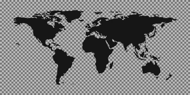 Ikona wektora mapy świata na przejrzystym tle. Ilustracja płaskiej ziemi. - Wektor, obraz