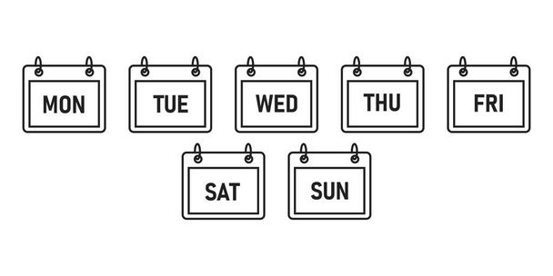 Calendar days icon, vector flat isolated week days sign symbol. - Vektor, Bild