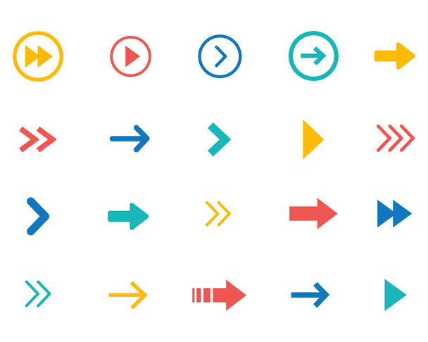 Arrow icon set. Arrows colored collection. White background. - Vector, Image