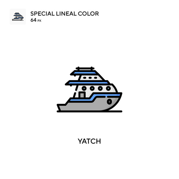Yatch soecial icono de vector de color lineal. Plantilla de diseño de símbolo de ilustración para elemento de interfaz de usuario móvil web. - Vector, Imagen