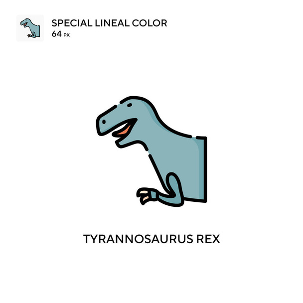 Тиранозавр рекспертиза лінійного кольору векторна піктограма. Шаблон дизайну символів ілюстрації для елемента інтерфейсу мобільного
. - Вектор, зображення