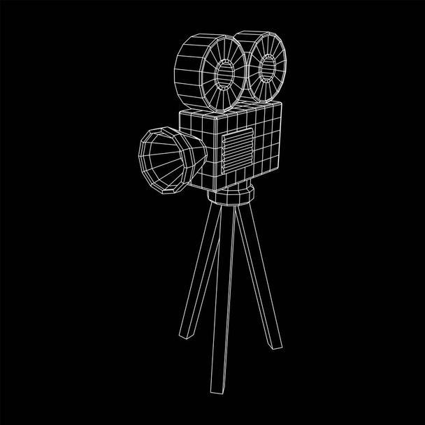 Polygonal camera projector. Movie time. Show film cinema festival concept. - ベクター画像