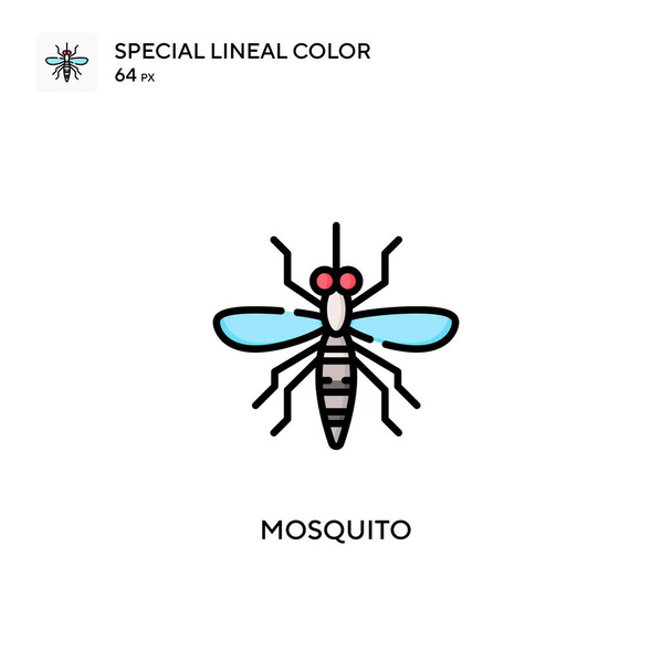 蚊の社会的な線形カラーベクトルのアイコン。WebモバイルUI要素のイラストシンボルデザインテンプレート. - ベクター画像