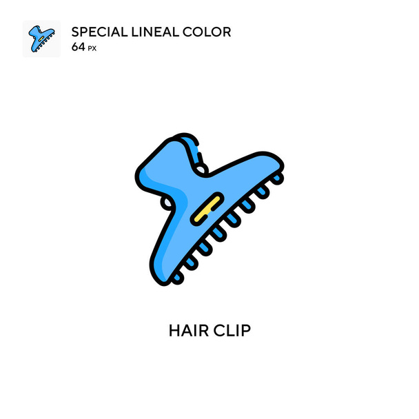Clip para el cabello soecial lineal icono de vector de color. Plantilla de diseño de símbolo de ilustración para elemento de interfaz de usuario móvil web. - Vector, imagen
