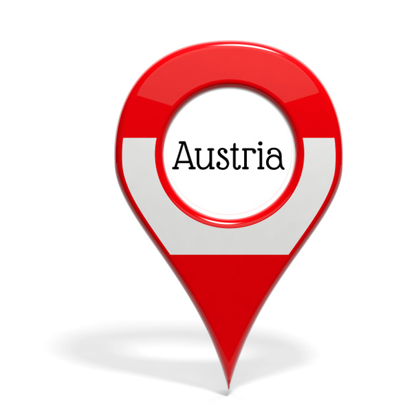 Señal 3D con bandera de Austria aislada en blanco
 - Foto, Imagen