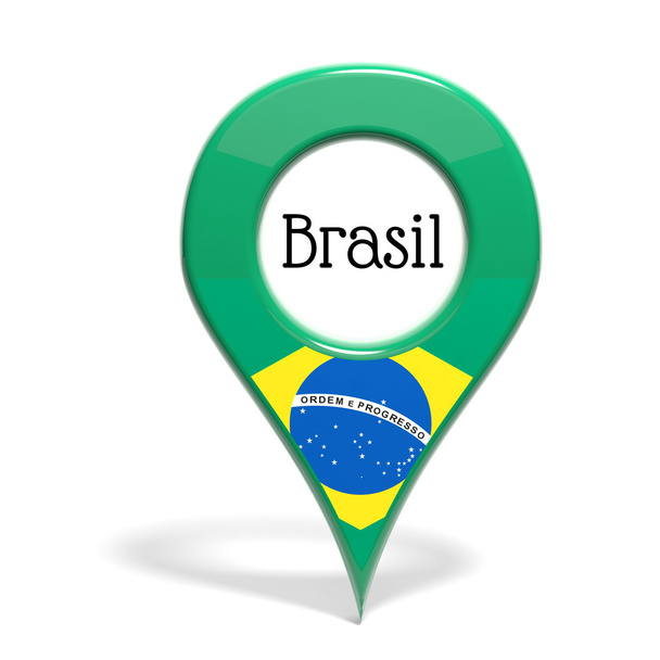 Señal 3D con bandera de Brasil aislada en blanco
 - Foto, Imagen
