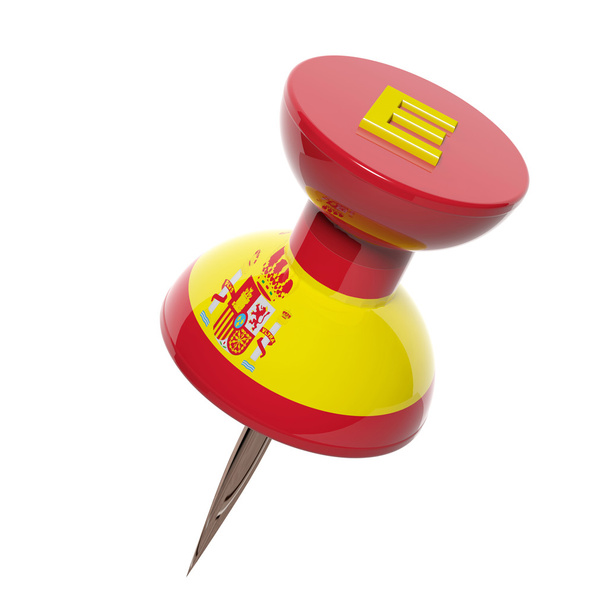 3D pushpin with flag of Spain isolated on white - Photo, Image