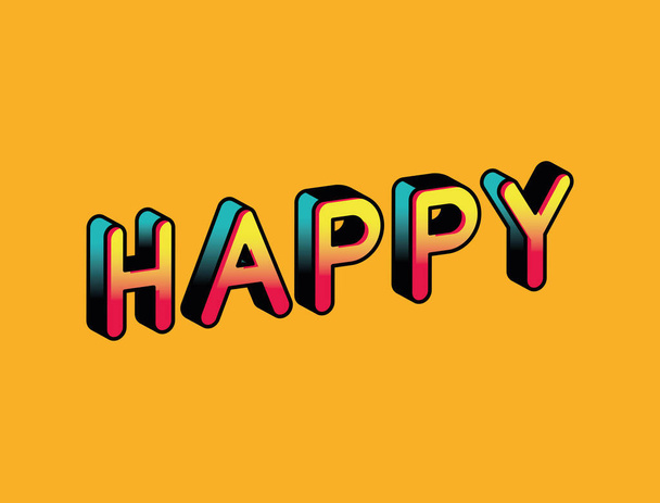 3d felice lettering su sfondo arancione disegno vettoriale - Vettoriali, immagini