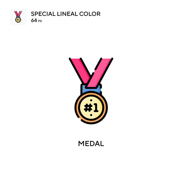 Medalha ícone vetor de cor linear soecial. Modelo de design de símbolo de ilustração para elemento web mobile UI. - Vetor, Imagem