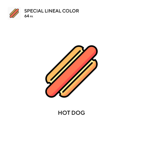 Hot dog soecial lineal icono de vector de color. Plantilla de diseño de símbolo de ilustración para elemento de interfaz de usuario móvil web. - Vector, imagen