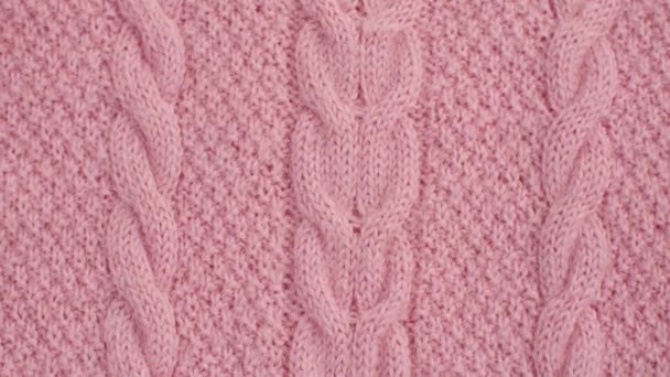 Pink wool knitted fabric - Footage, Video