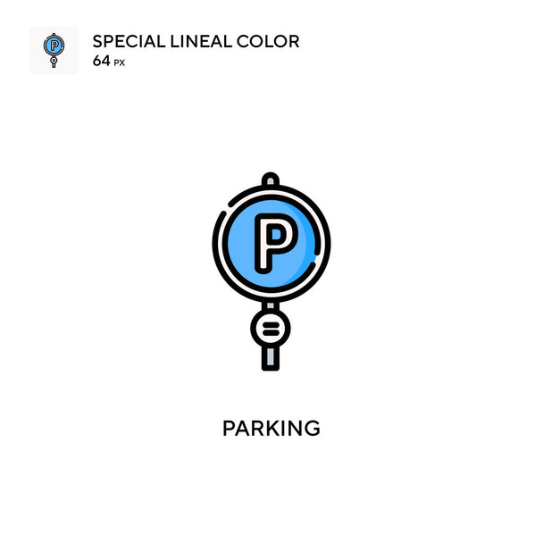 Estacionamento ícone vetor cor linear soecial. Modelo de design de símbolo de ilustração para elemento web mobile UI. - Vetor, Imagem
