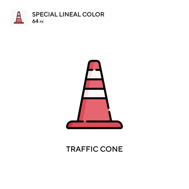 Traffic cone soecial lineal color vector icon. Illustration symbol design template for web mobile UI element. - Vector, Image